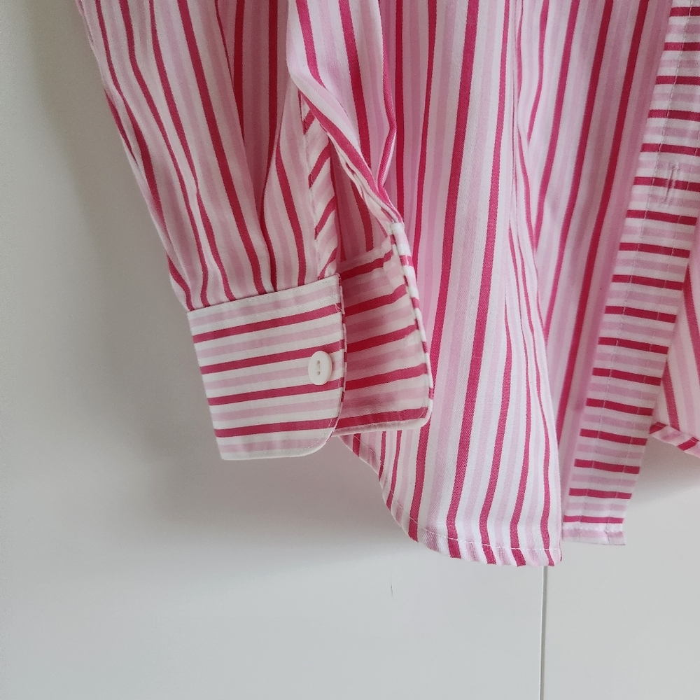 Foxcroft Pink White Striped Wrinkle Free Button Down Shirt XS - Picture 4 of 8